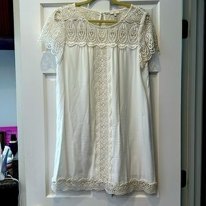 Joie white silk and lace dress size M